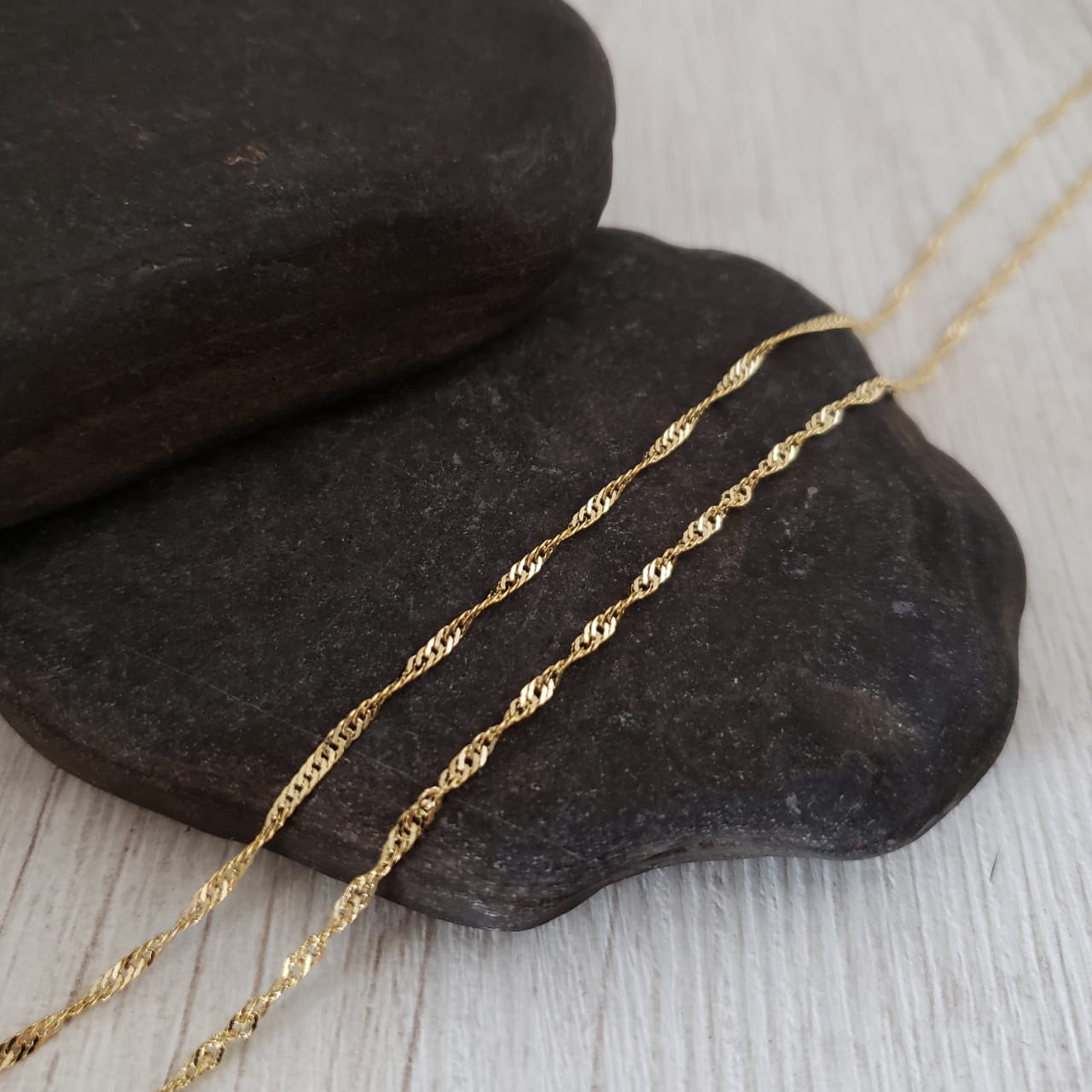 CADENA TEJIDO SINGAPUR DELGADA ORO LAMINADO 18K - 2