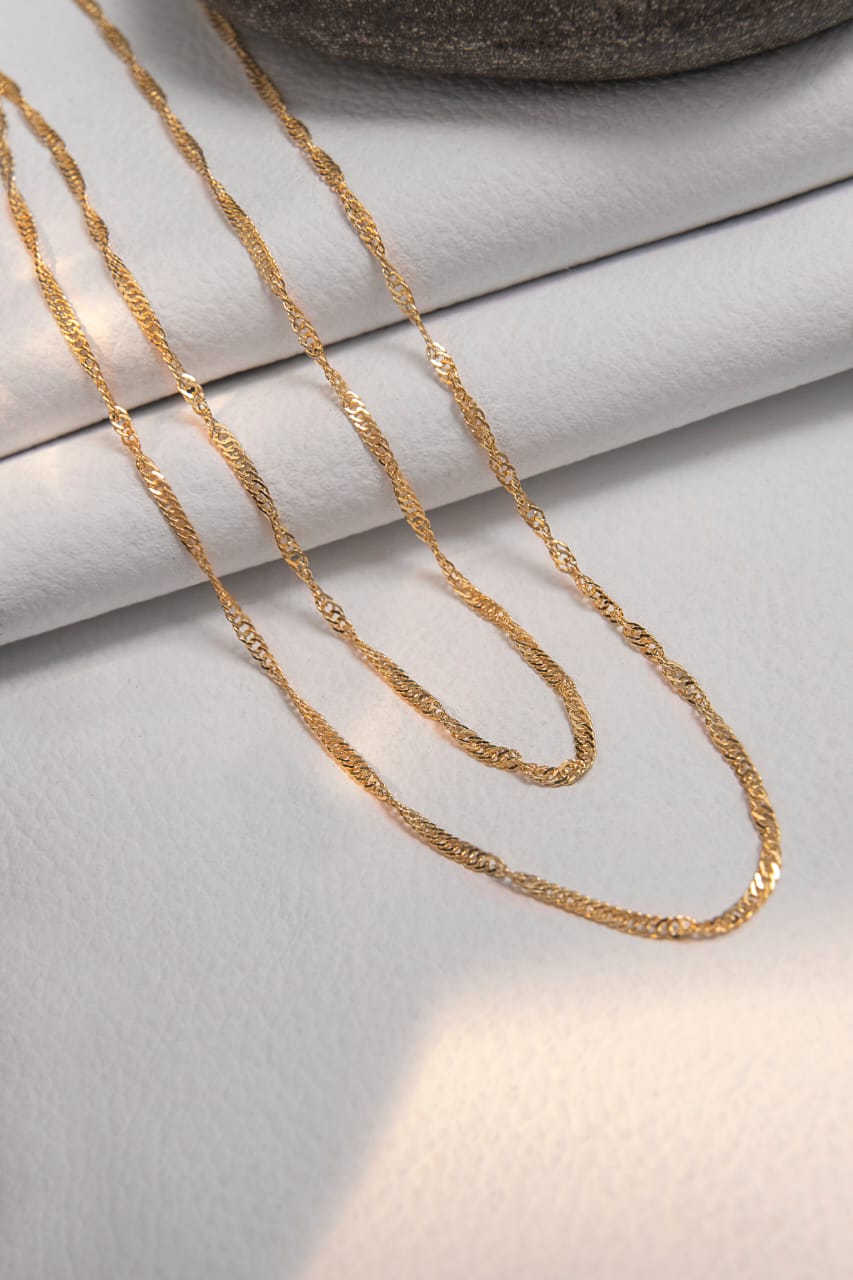 CADENA TEJIDO SINGAPUR DELGADA ORO LAMINADO 18K - 3
