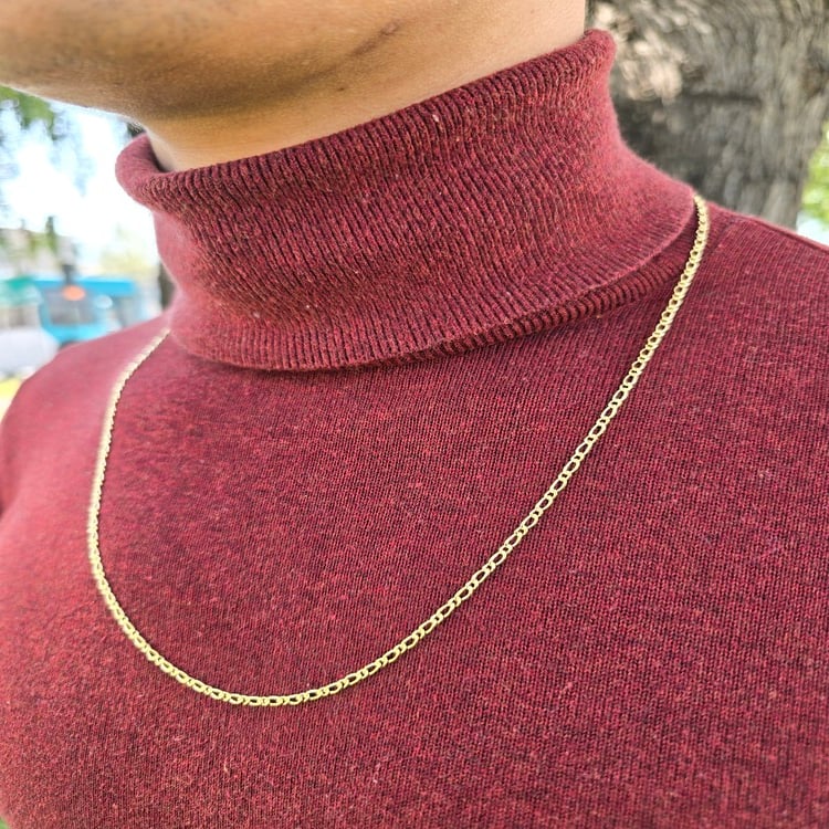 CADENA TEJIDO 1X1 SEMIDELGADA ORO LAMINADO 18K - 1