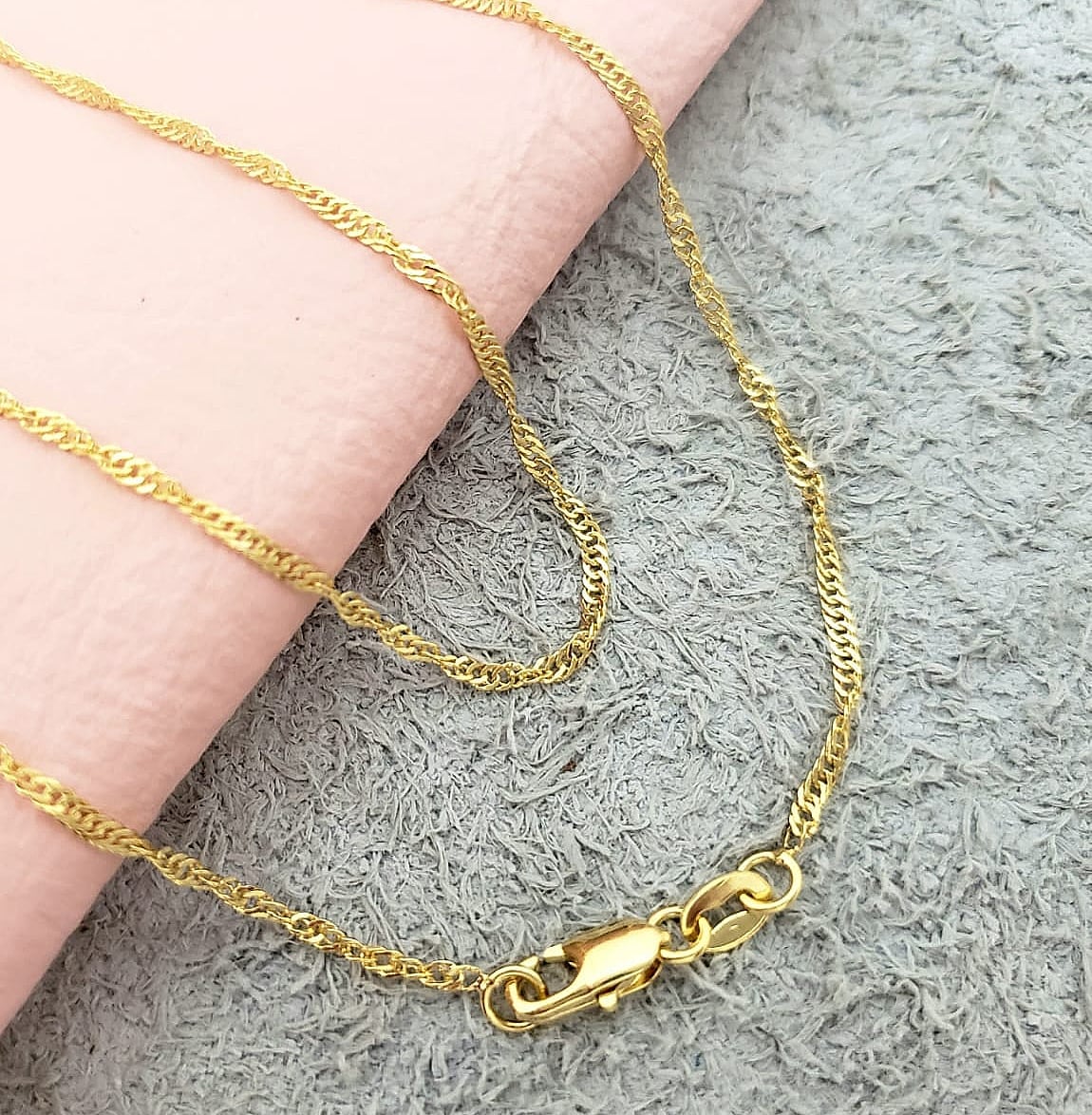 CADENA TEJIDO SINGAPUR ALARGADA ORO LAMINADO 18K - 1
