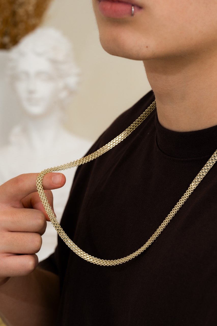CADENA TEJIDO CHINO DOBLE CARRIL ORO LAMINADO 18K - 2