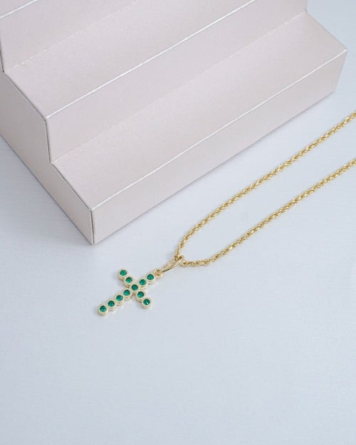 COLGANTE CRUZ MINI SWAROVSKI ORO LAMINADO 18K - 3