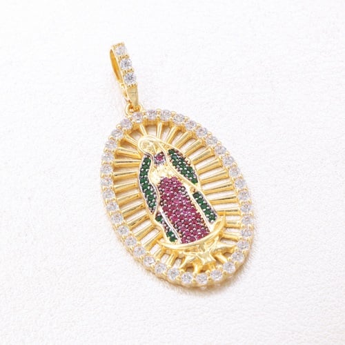 COLGANTE VIRGEN GUADALUPE SWAROVSKI GRANDE ORO LAMINADO 18K - 1