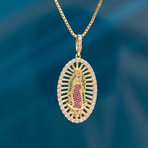 COLGANTE VIRGEN GUADALUPE SWAROVSKI GRANDE ORO LAMINADO 18K - 2