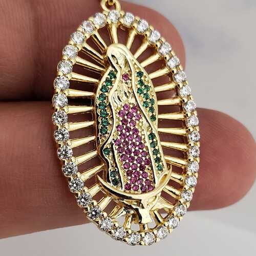 COLGANTE VIRGEN GUADALUPE SWAROVSKI GRANDE ORO LAMINADO 18K - 4