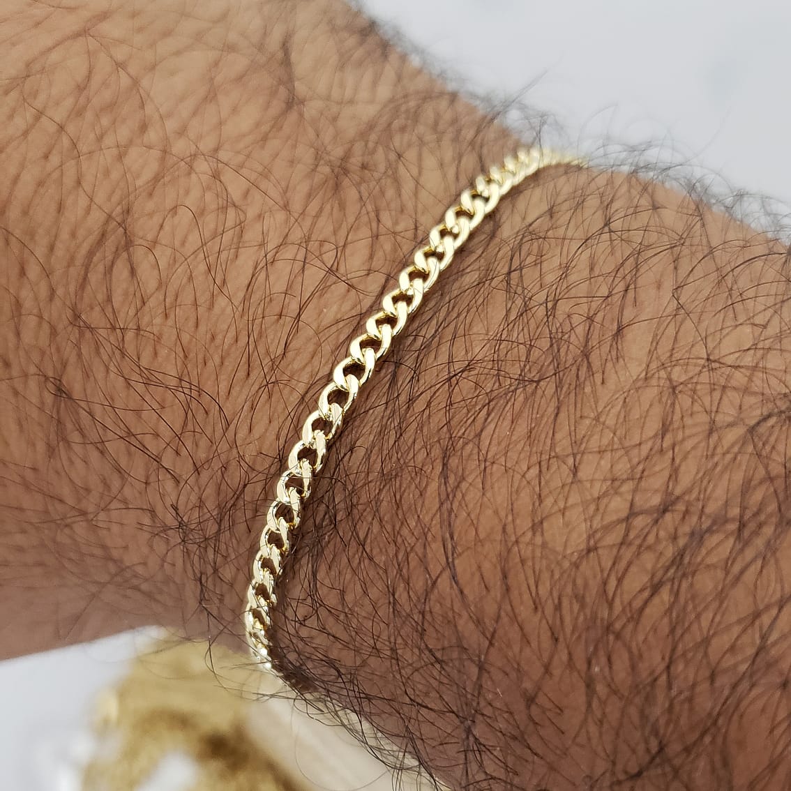 PULSERA TEJIDO CUBANO SEMI DELGADO ORO LAMINADO 18K - 2