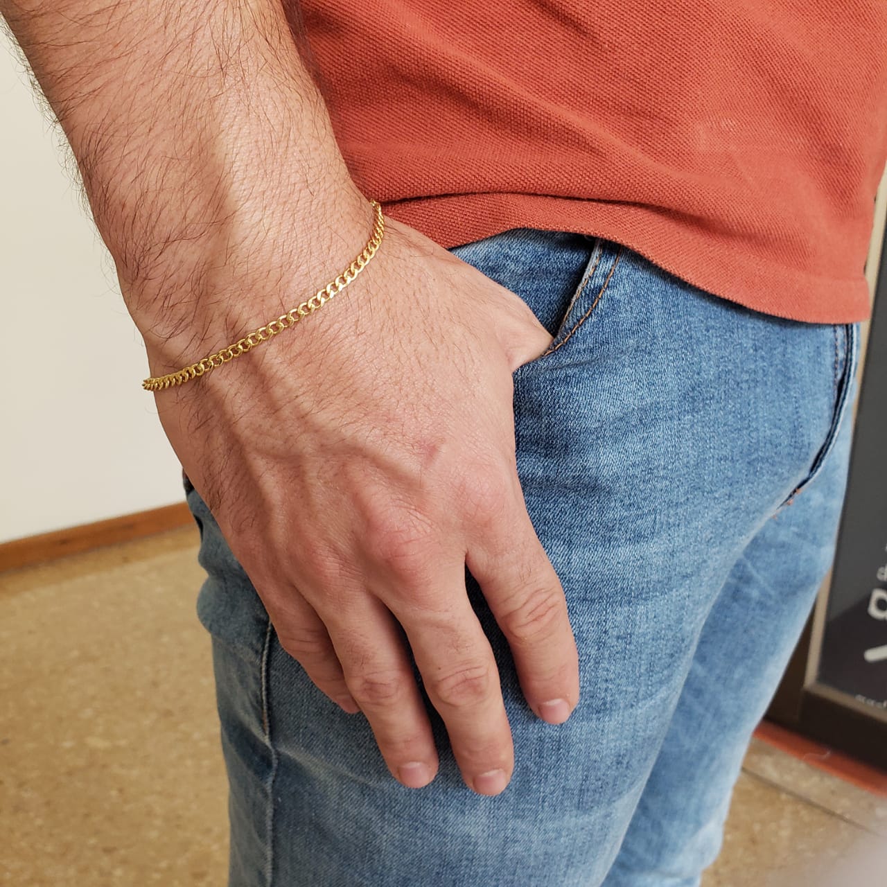 PULSERA TEJIDO CUBANO SEMI DELGADO ORO LAMINADO 18K - 3