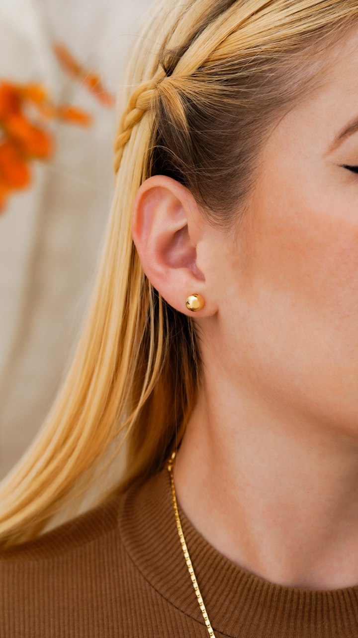 ARETE TOPO BALÍN 8MM ORO LAMINADO 18K - 4