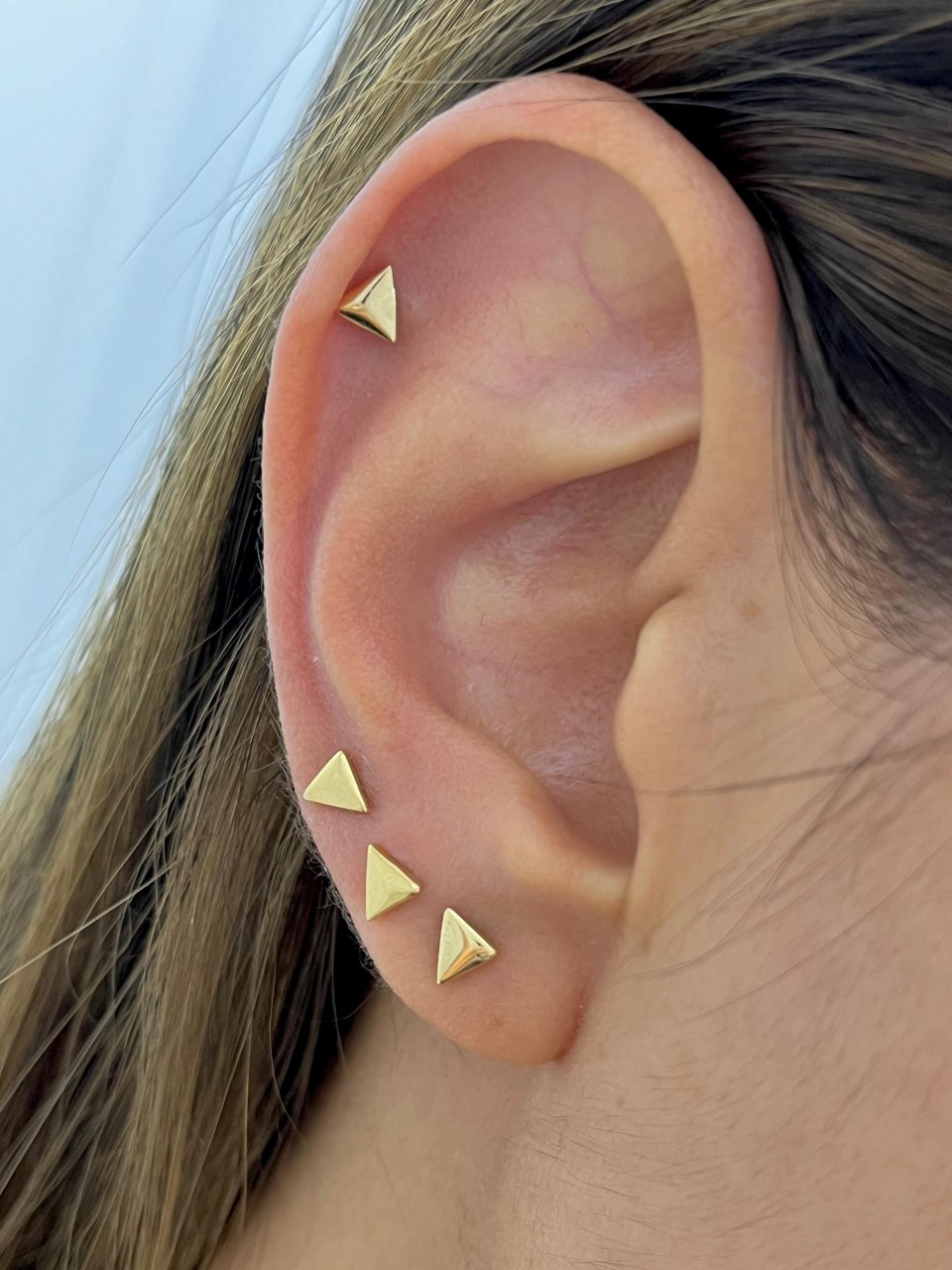 AROS TOPOS TRIANGULOS MINI ORO LAMINADO 18K - 2