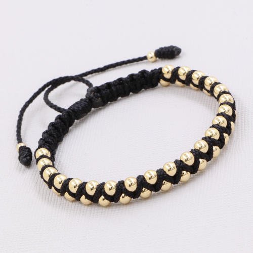 BRAZALETE NEGRO ZIG ZAG BALÍN ORO LAMINADO 18K - 1