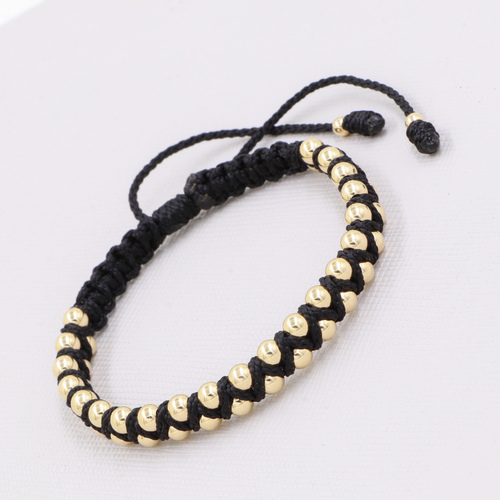 BRAZALETE NEGRO ZIG ZAG BALÍN ORO LAMINADO 18K - 2