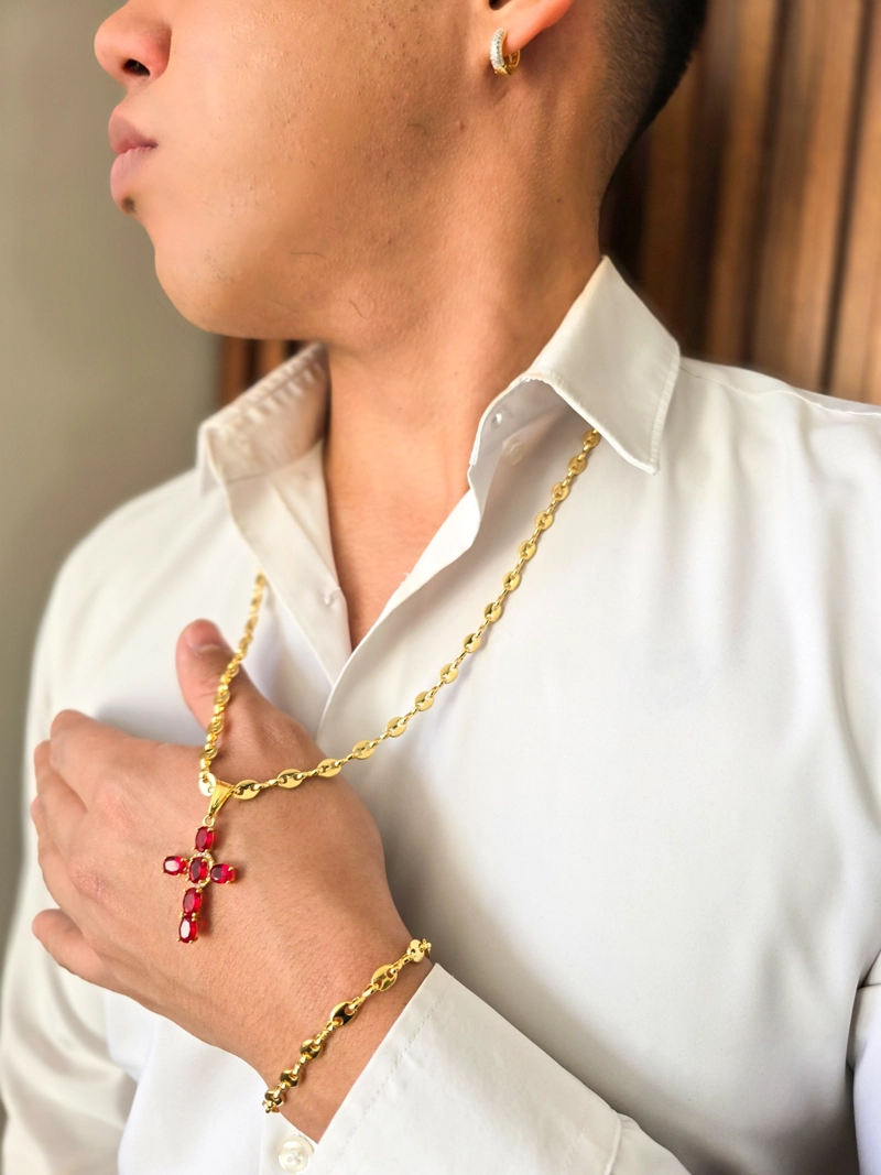 CADENA TEJIDO GUCCI GRUESA EN ORO LAMINADO 18K - 3