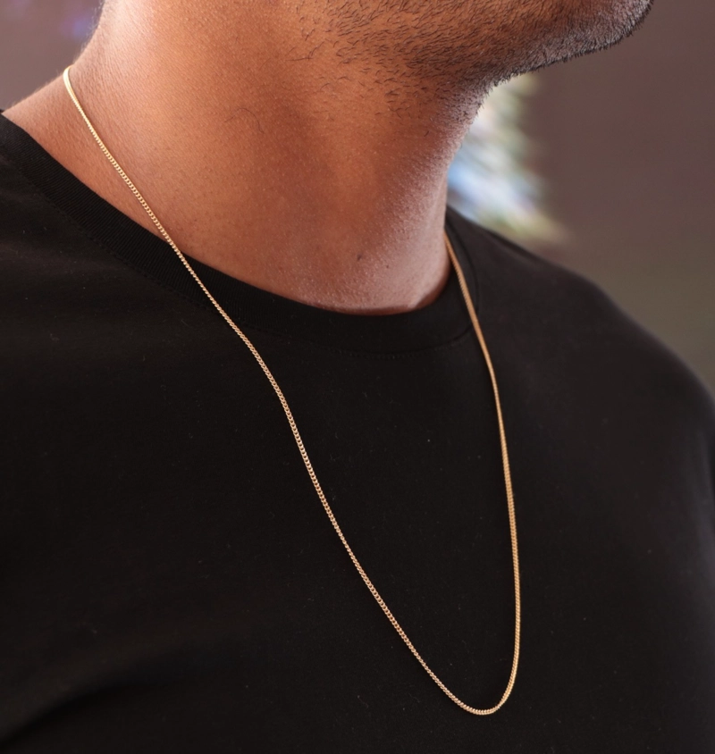 CADENA TEJIDO CUBANA EN ORO LAMINADO 18K - 2