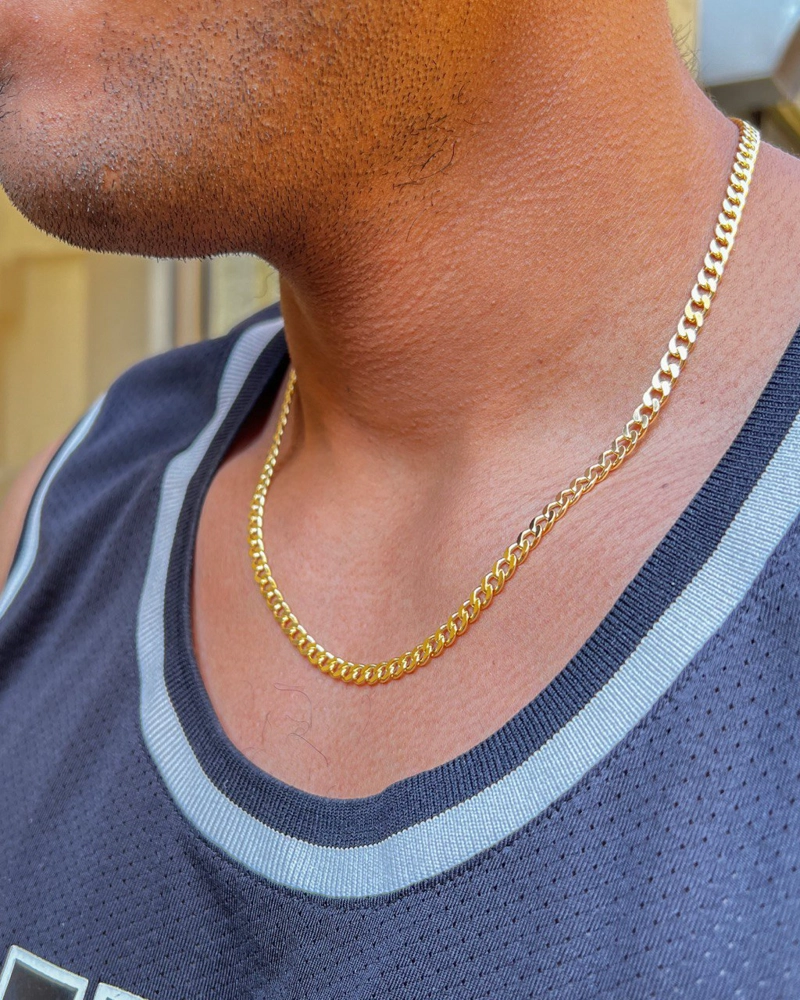 CADENA TEJIDO CUBANA GRUESA EN ORO LAMINADO 18K - 1