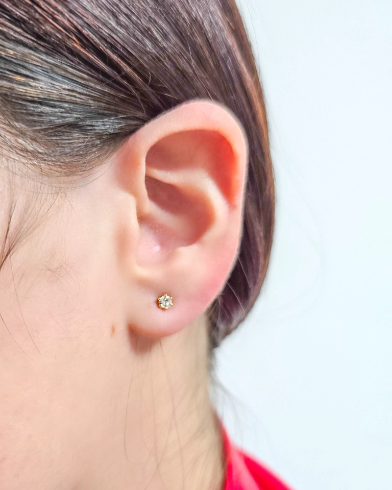 AROS TOPO CHISPA CIRCONIA EN ORO LAMINADO 18K - 2