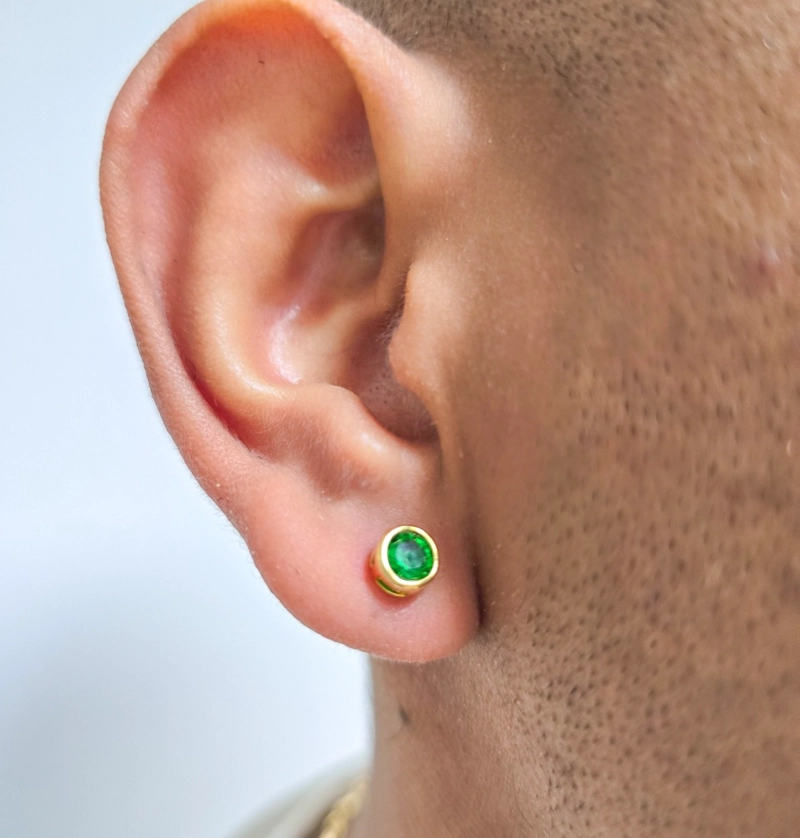 AROS TOPO GREEN CIRCLE EN ORO LAMINADO 18K - 2