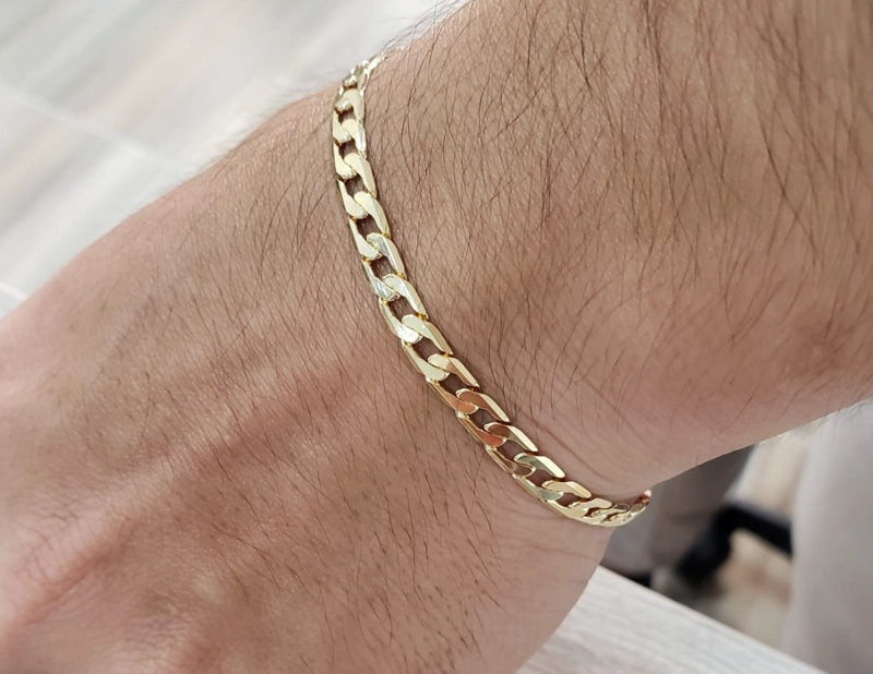 PULSERA TEJIDO CUBANA PLANA EN ORO LAMINADO 18K - 1