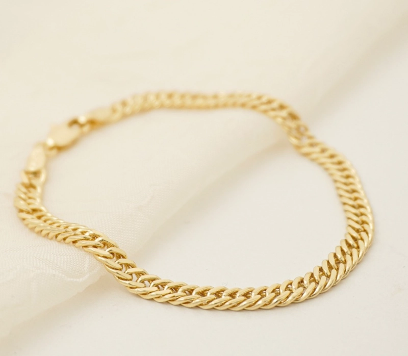PULSERA TEJIDO CUBANA CONTINUA EN ORO LAMINADO 18K - 2