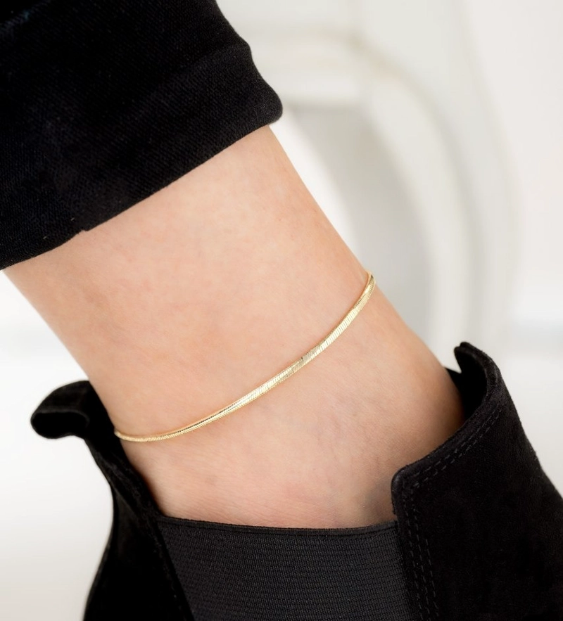 TOBILLERA TEJIDO PIEL DE SERPIENTE EN ORO LAMINADO 18K - 1