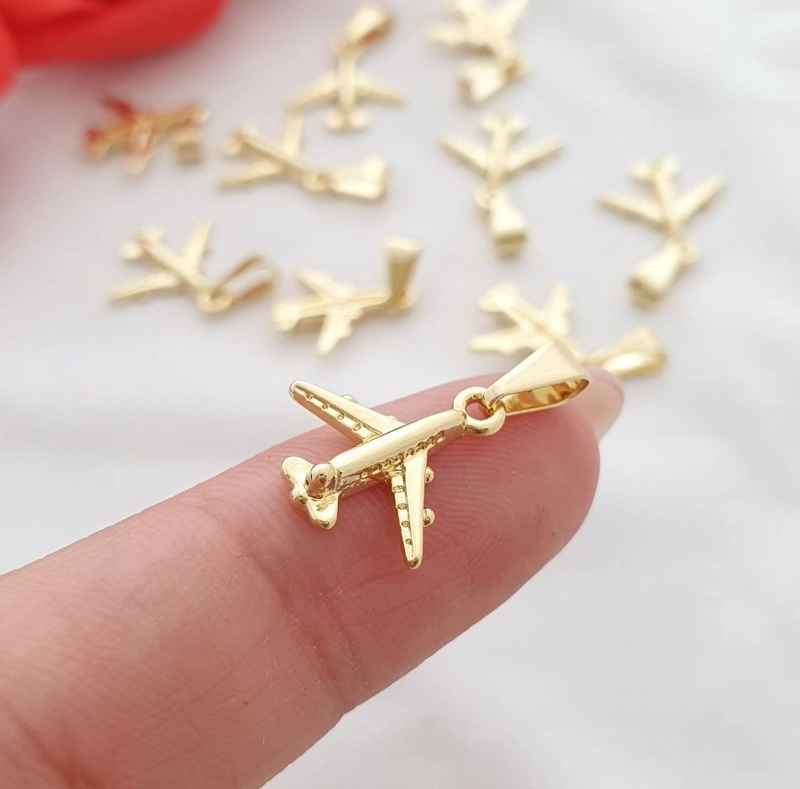 COLGANTE AVION EN ORO LAMINADO 18K - 1
