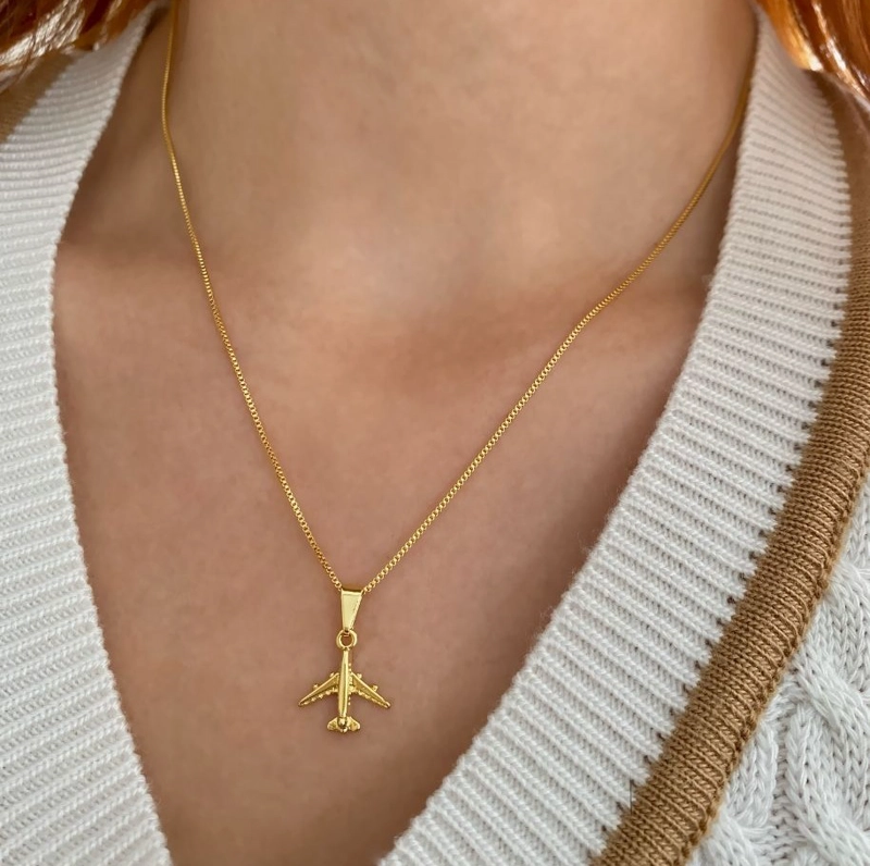 COLGANTE AVION EN ORO LAMINADO 18K - 2