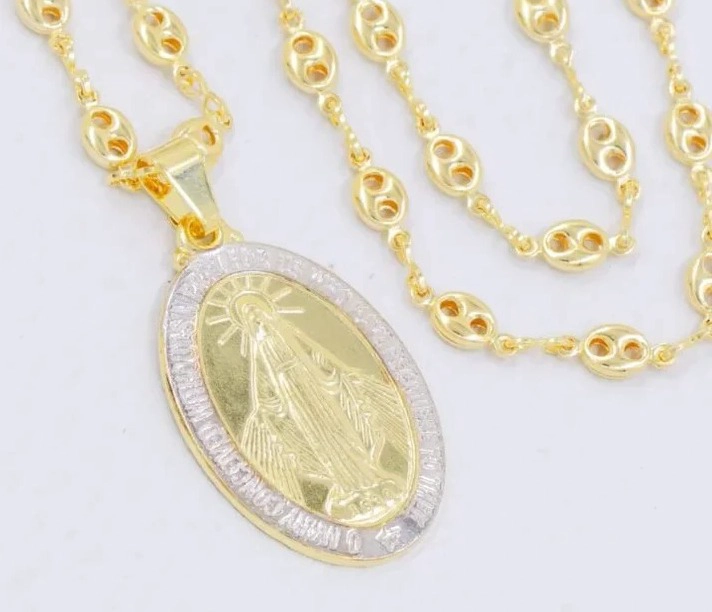 COLGANTE VIRGEN MILAGROSA EN ORO LAMINADO 18K - 1