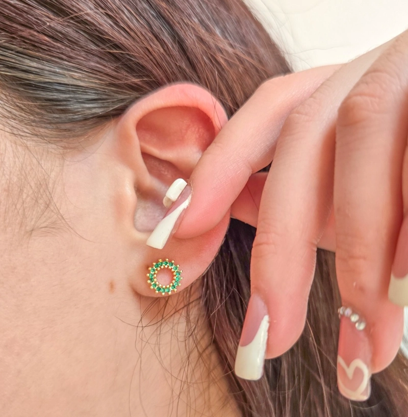 AROS RAINBOW VERDE EN ORO LAMINADO 18K - 1
