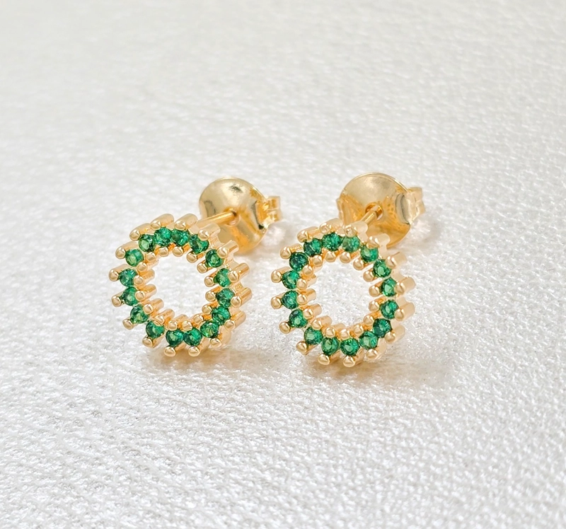 AROS RAINBOW VERDE EN ORO LAMINADO 18K - 2