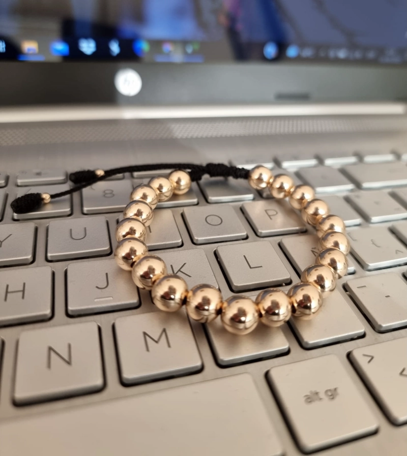 BRAZALETE 8MM TODO ORO BALIN ORO LAMINADO 18K - 1