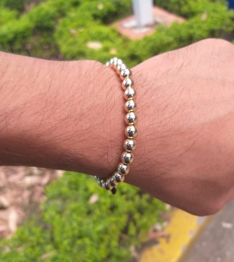 BRAZALETE 8MM TODO ORO BALIN ORO LAMINADO 18K - 2