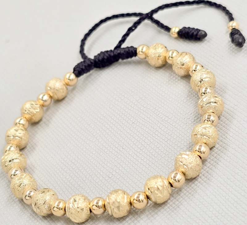 BRAZALETE UNISEX NEGRO AJUSTABLE EN ORO LAMINADO 18K - 1