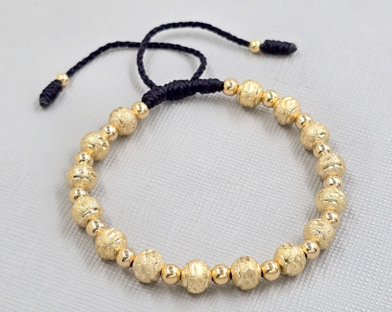 BRAZALETE UNISEX NEGRO AJUSTABLE EN ORO LAMINADO 18K - 2