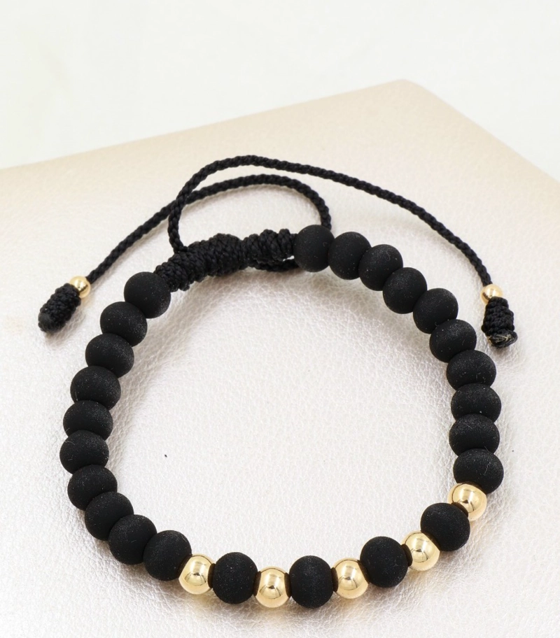 BRAZALETE NEGRO AJUSTABLE EN ORO LAMINADO 18K - 1