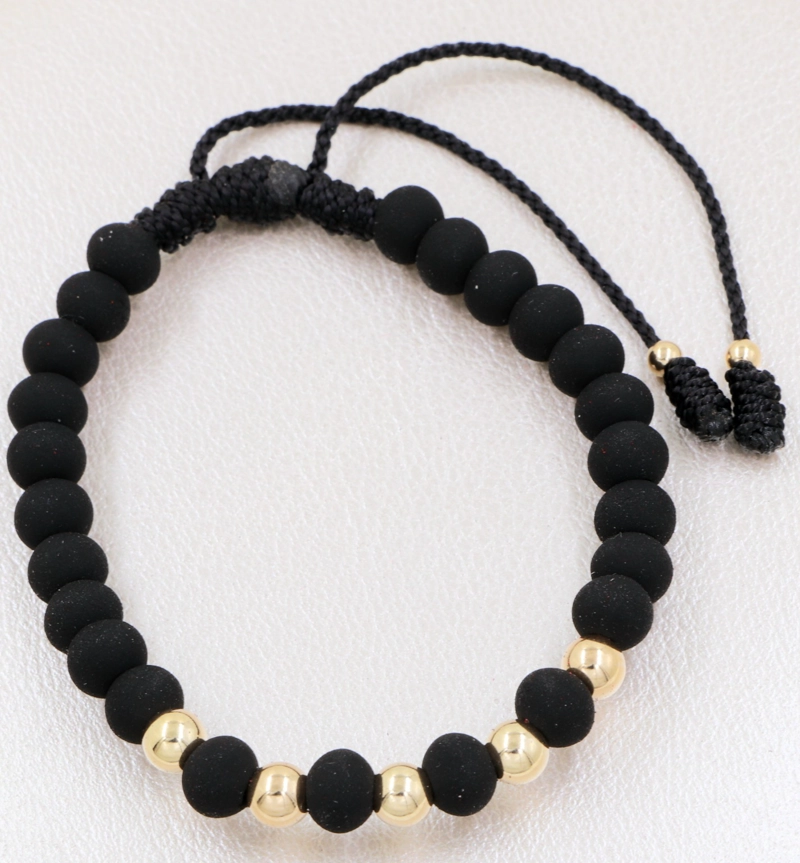 BRAZALETE NEGRO AJUSTABLE EN ORO LAMINADO 18K - 2