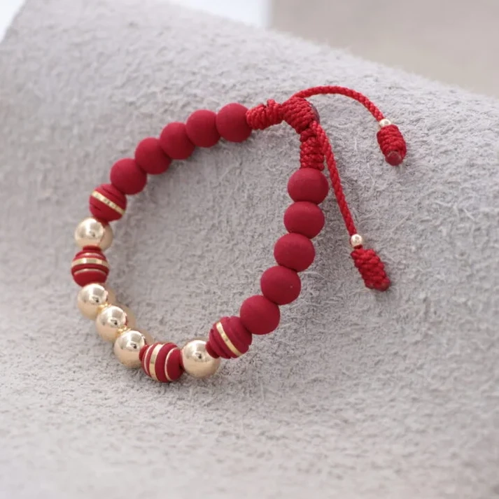 BRAZALETE AJUSTABLE ROJO EN ORO LAMINADO 18K - 1
