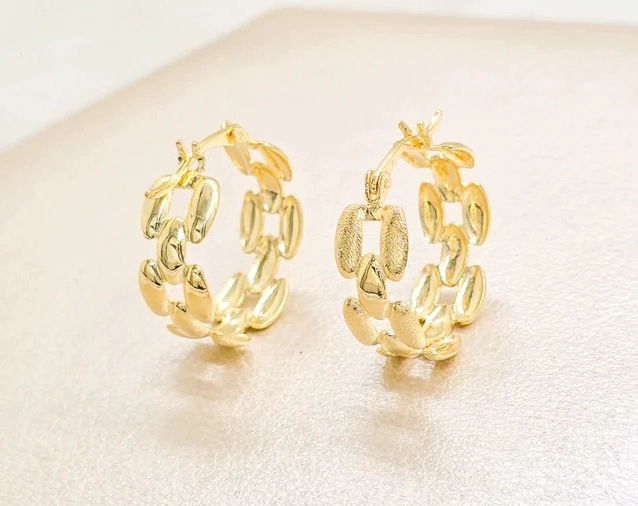ARETE CANDONGAS ESLABONES ORO LAMINADO 18K - 1