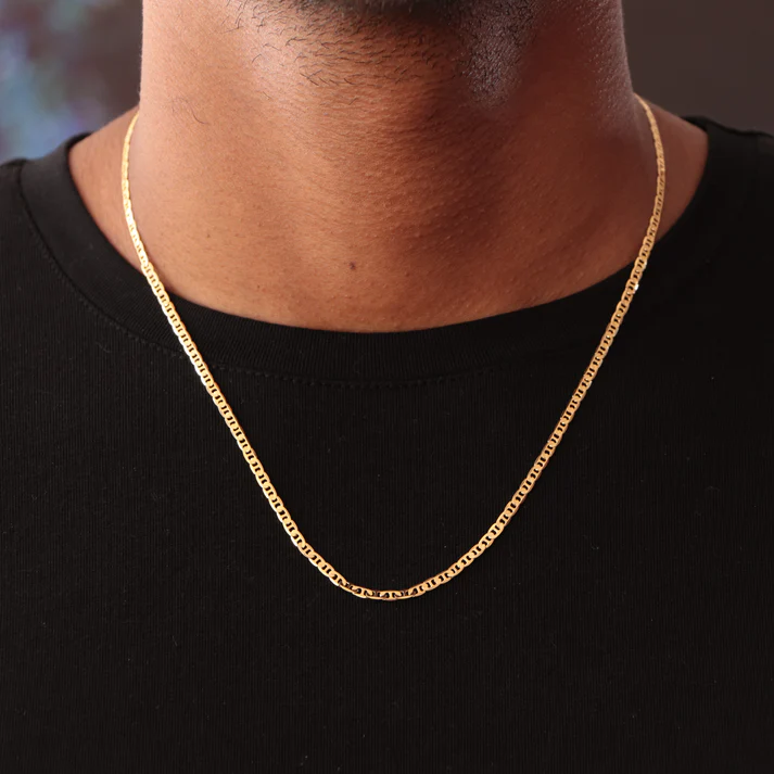 CADENA TEJIDO ESCALERA UNISEX ORO LAMINADO 18K - 1