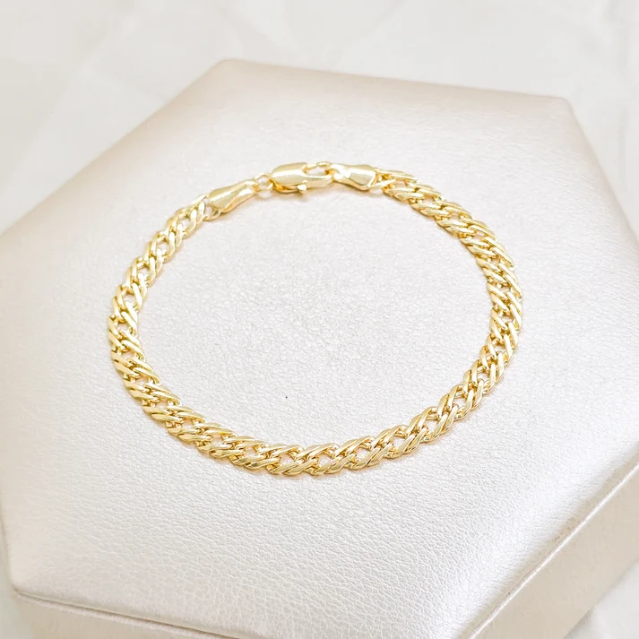 PULSERA CUBANA CRUZADA ORO LAMINADO 18K - 1