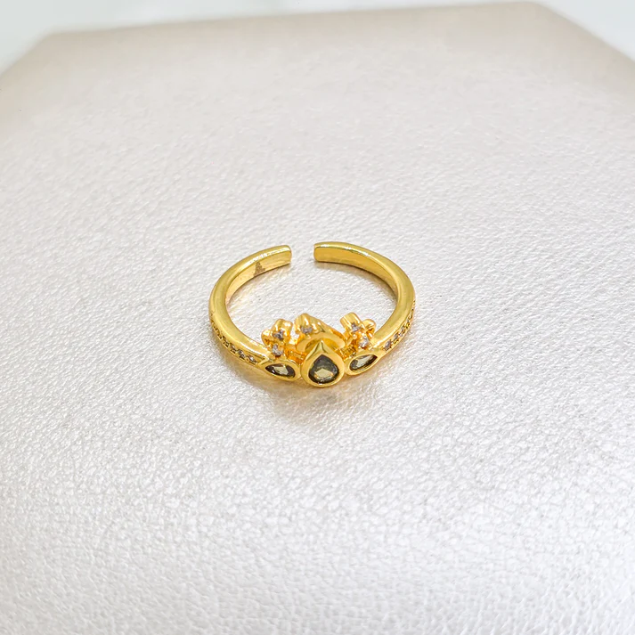 ANILLO GREEN BLOOM AJUSTABLE ORO LAMINADO 18K - 1