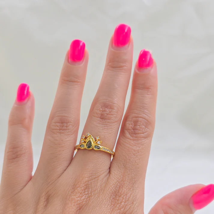 ANILLO GREEN BLOOM AJUSTABLE ORO LAMINADO 18K - 2