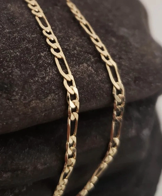 CADENA TEJIDO 3X1 DIAMANTADA ORO LAMINADO 18K - 1