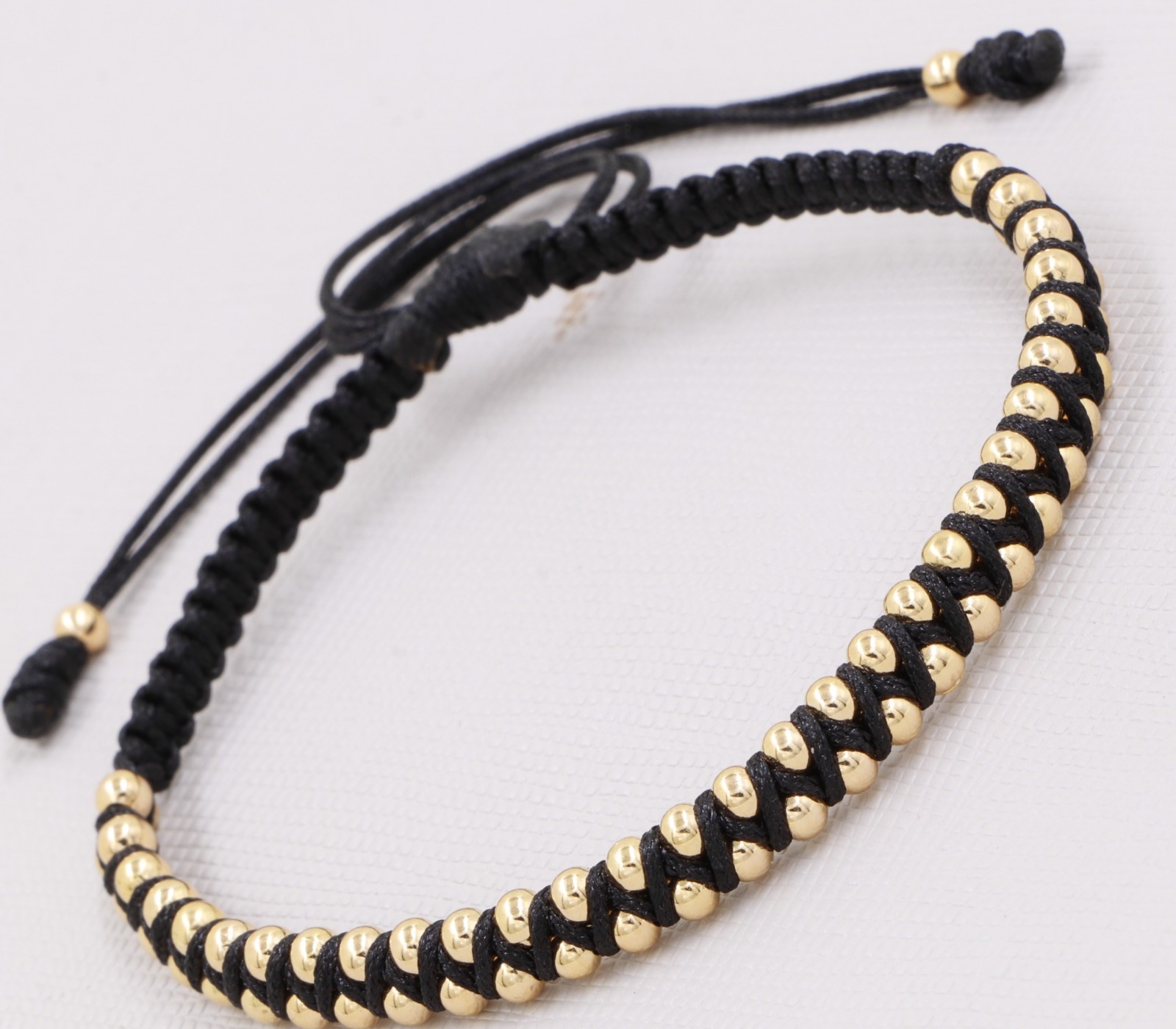 BRAZALETES PARA PAREJAS NEGRO ZIG ZAG BALIN ORO LAMINADO 18K - 2