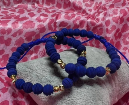 BRAZALETES CON ITALIANOS AZUL ORO LAMINADO 18K - 1