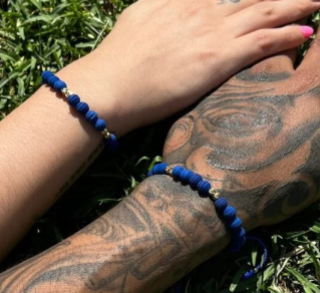 BRAZALETES CON ITALIANOS AZUL ORO LAMINADO 18K - 2