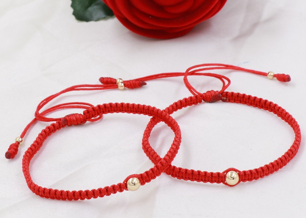 BRAZALETE MACRAME  PROTECCION PAREJAS ORO LAMINADO 18K - 1