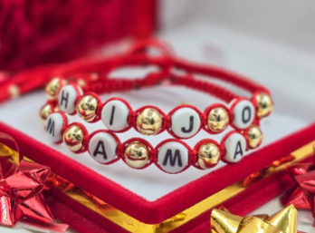 BRAZALETE ROJO HIJO-MAMA BALIN ORO LAMINADO 18K - 1