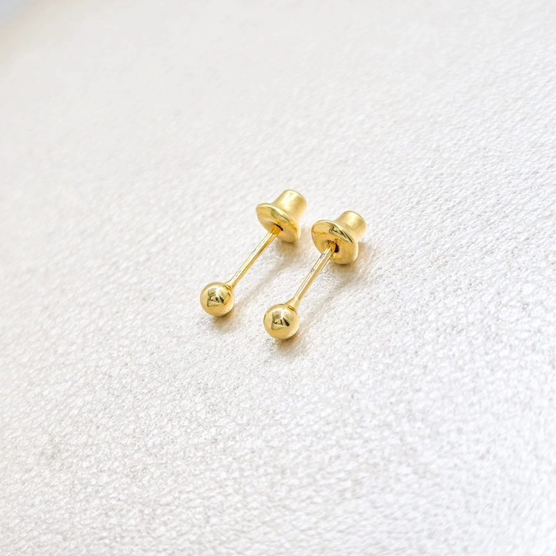 AROS TOPO BALIN DE 3MM ORO LAMINADO 18K - 1