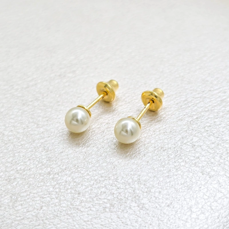 AROS TOPO PERLA DE 5MM ORO LAMINADO 18K - 1