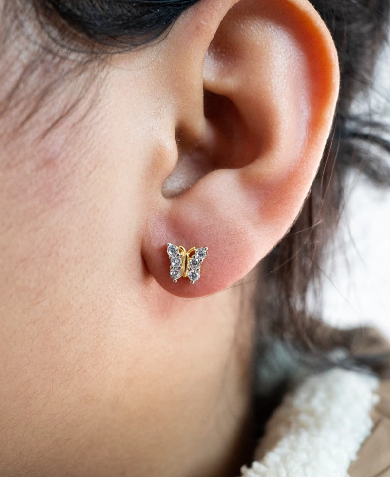 AROS MARIPOSA ORO LAMINADO 18K - 2
