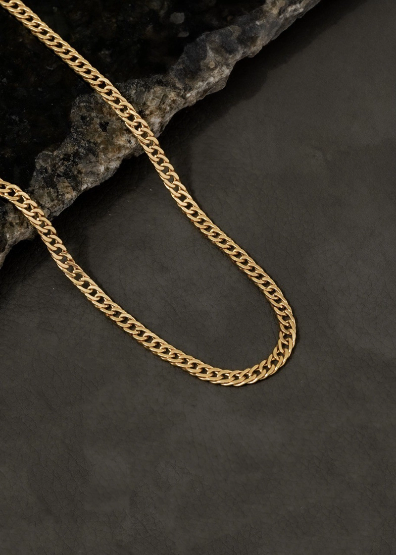 CADENA TEJIDO CUBANA CONTINUA ORO LAMINADO 18K - 1